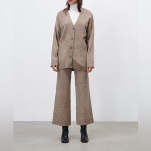 Women’s‎ ZARA light brown knit flared TROUSERS pants size small